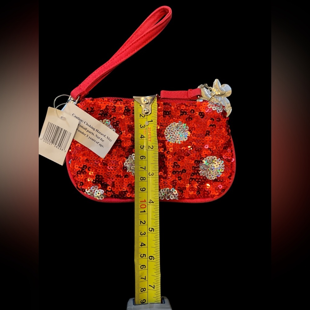 NWT Disney Parks Minnie Mouse Red Sequin Polka Dot Wristlet Gift Christmas Purse - Picture 4 of 6